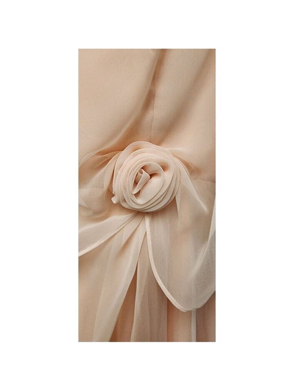 Vintage 70s Peach Formal Gown Maxi A-Line Chiffon Dress Size 14 - Picture 7 of 7